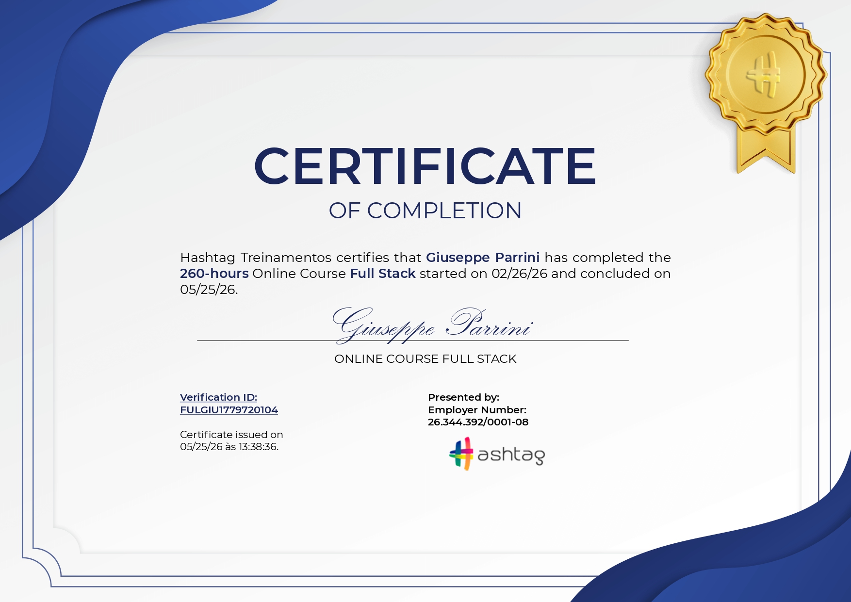 Certificado Full Stack Developer